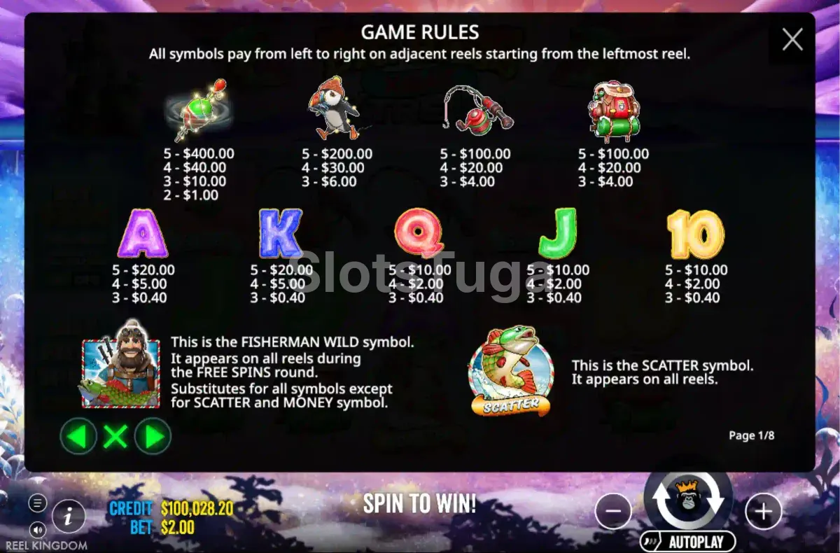 Tabela de pagamentos do Big Bass Xmas Extreme
