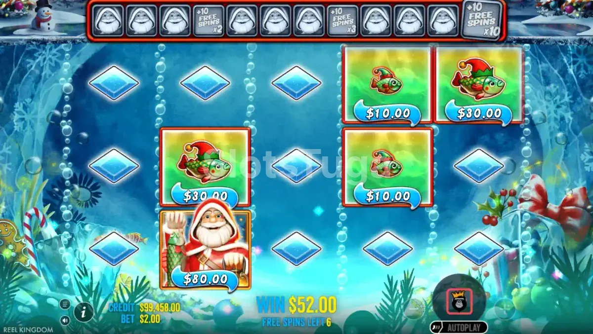 Rodada de giros grátis do Frozen Lake na slot Big Bass XMAS Frozen Lake