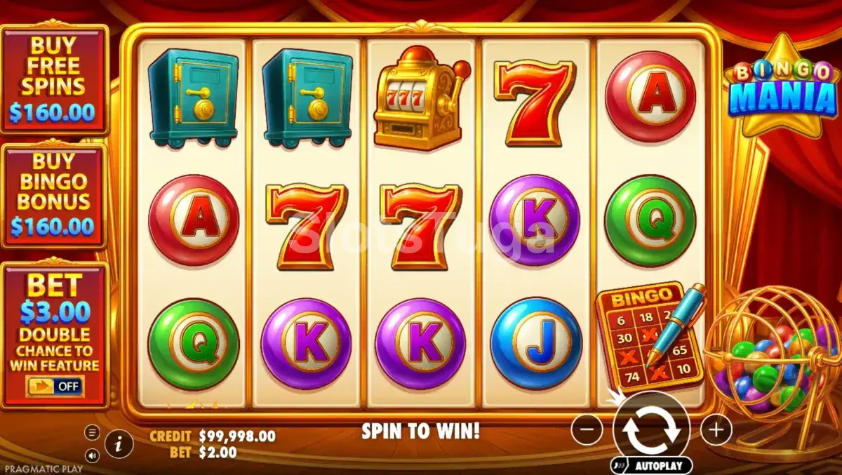 Jogo base da Bingo Mania, visual e mecânica da slot da Pragmatic Play