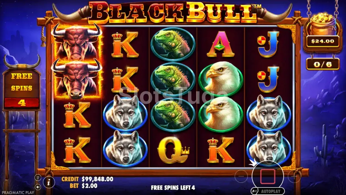 Rodada de giros grátis da Black Bull com multiplicador progressivo acumulado