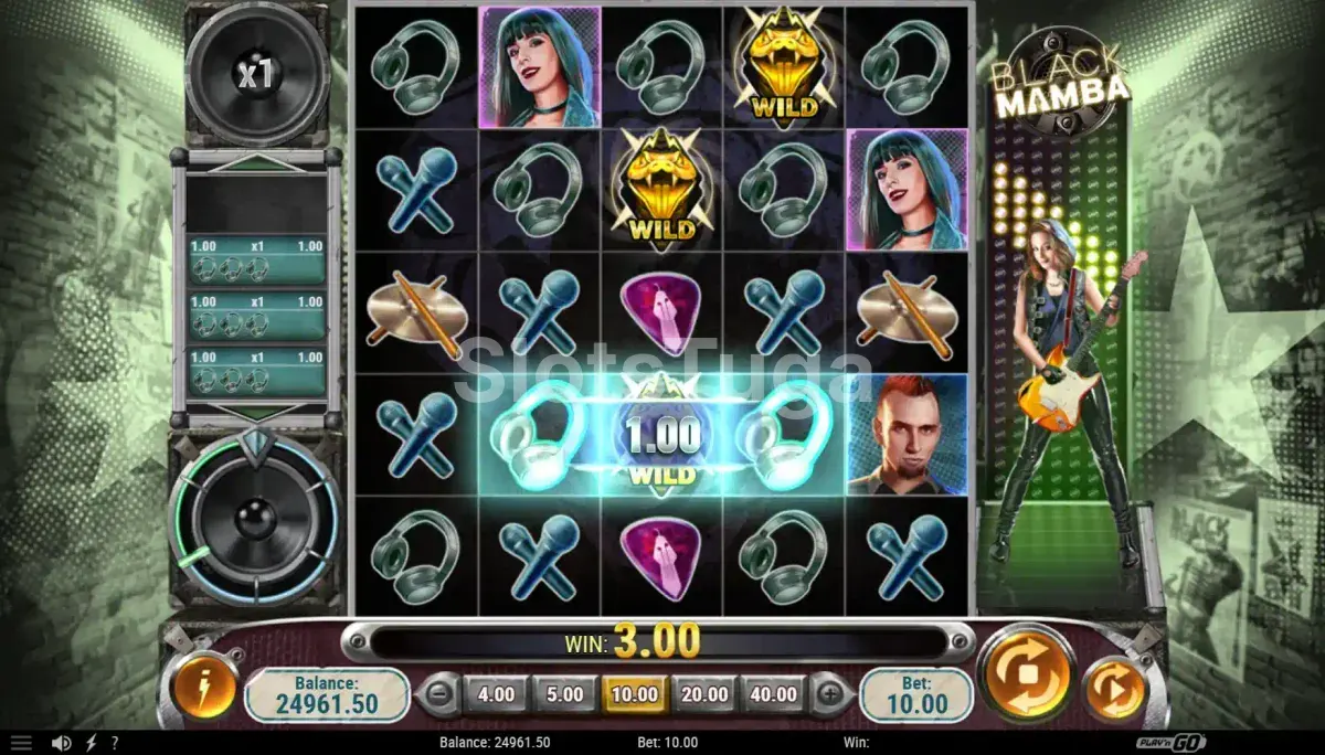 Resultado de giro durante o Free Spins da slot Black Mamba