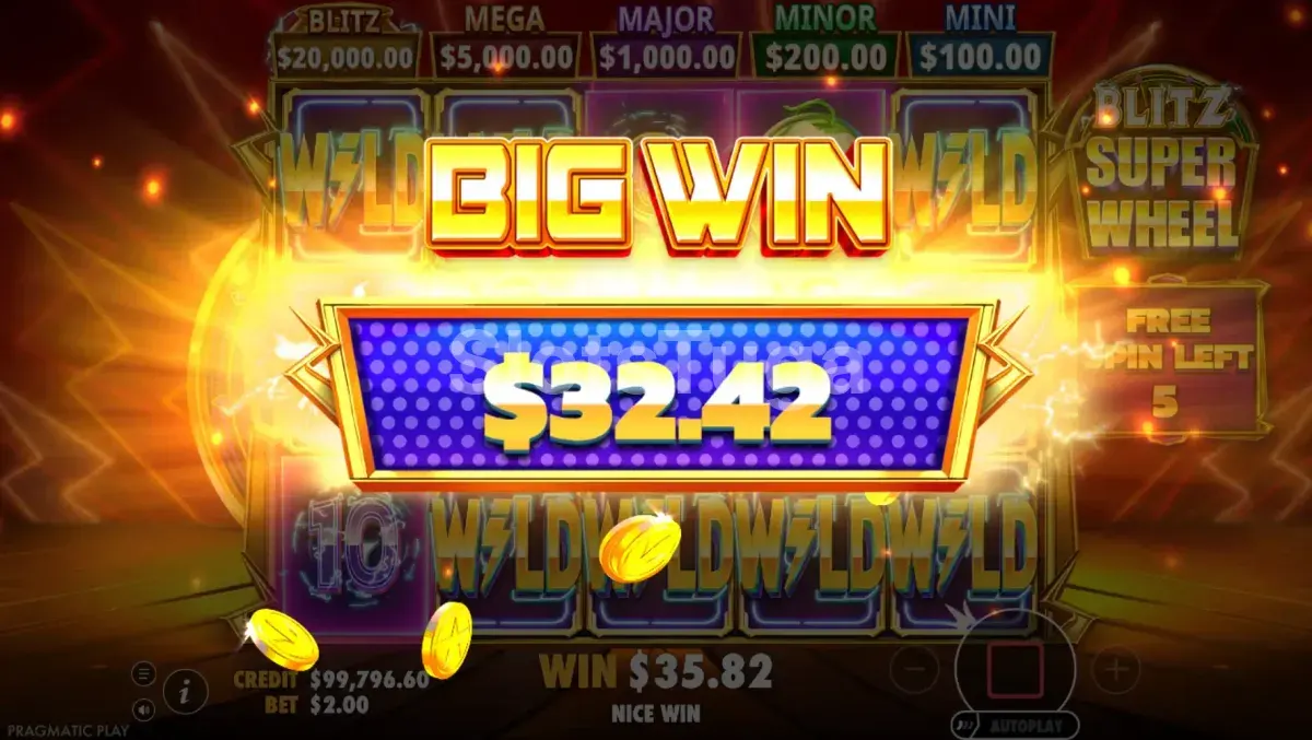 Grande vitória registrada na slot Blitz Super Wheel da Pragmatic Play