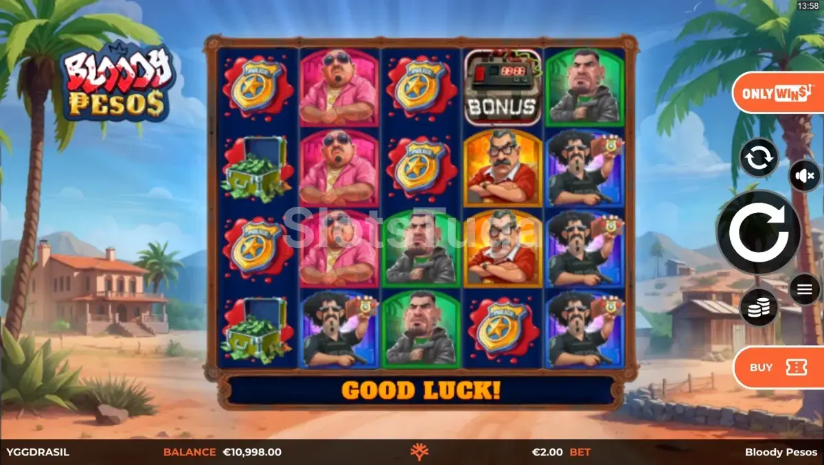 Jogo base da slot Bloody Pesos da Yggdrasil
