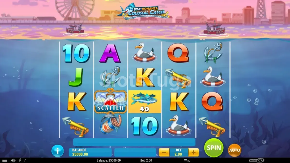 Jogo base da slot Boat Bonanza Colossal Catch