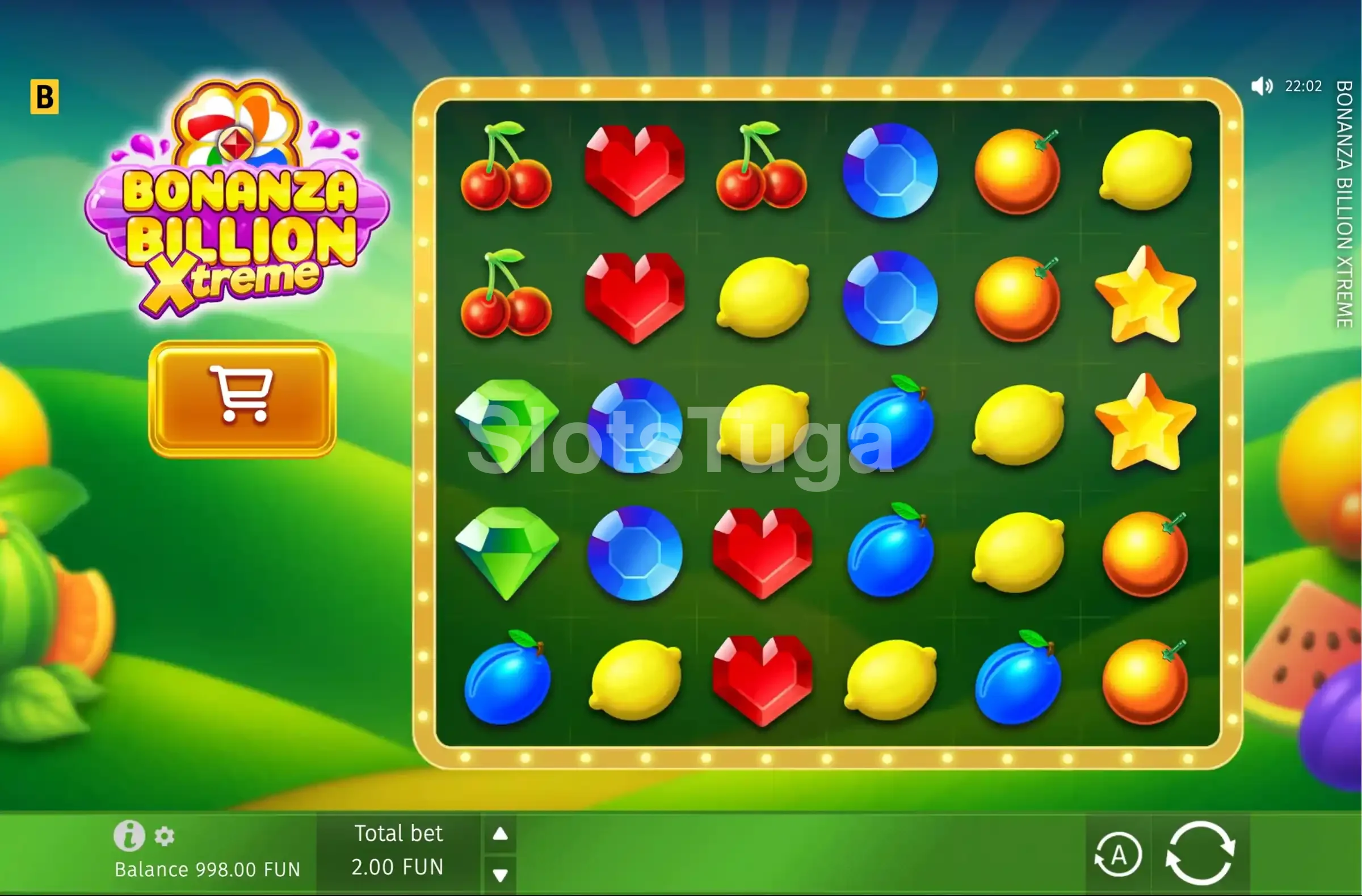 Tela principal do Bonanza Billion Xtreme com os 6 rouleaux em ação