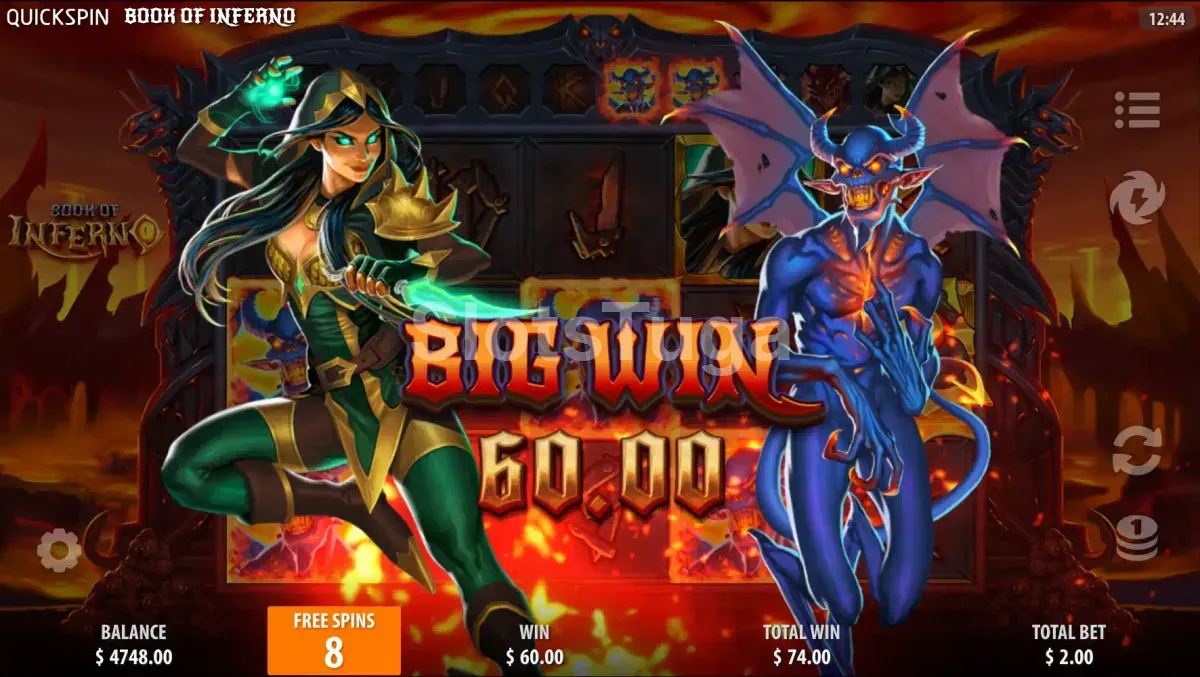 Grande vitória no Book of Inferno com multiplicador explosivo na tela