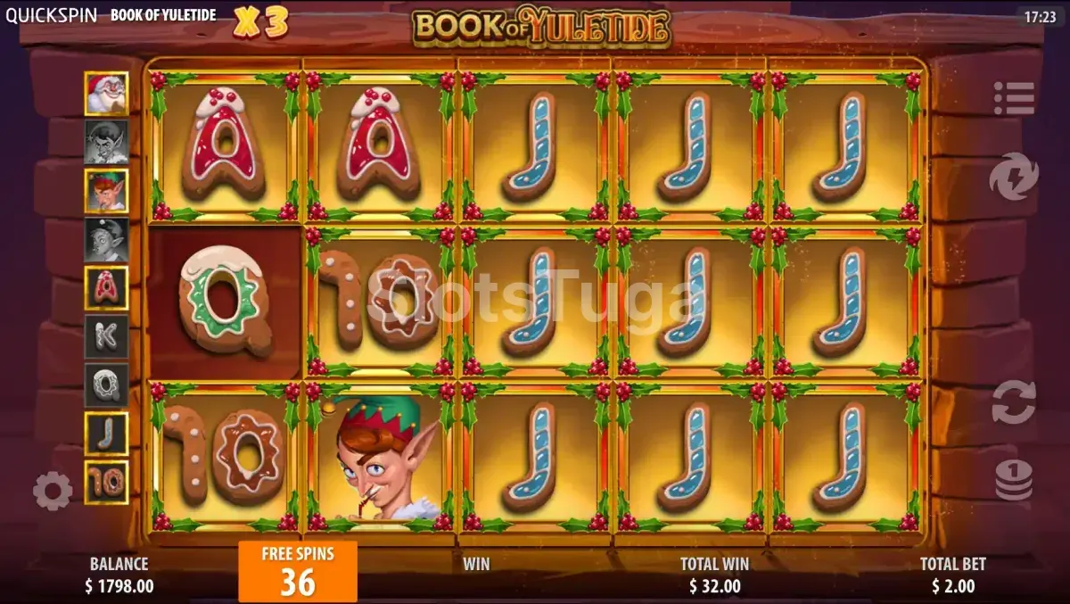 Rodada de giros grátis da Book of Yuletide em ação