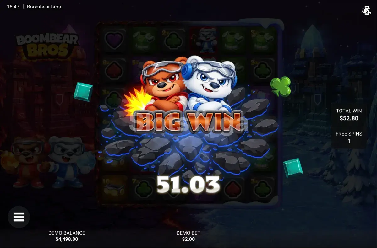 Momento de grande ganho em Boombear Bros