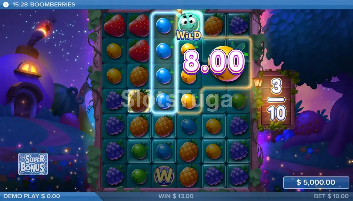 Rodadas grátis da Boomberries com multiplicadores persistentes ativos