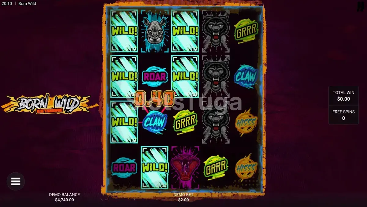 Rodada de free spins ativada na slot Born Wild