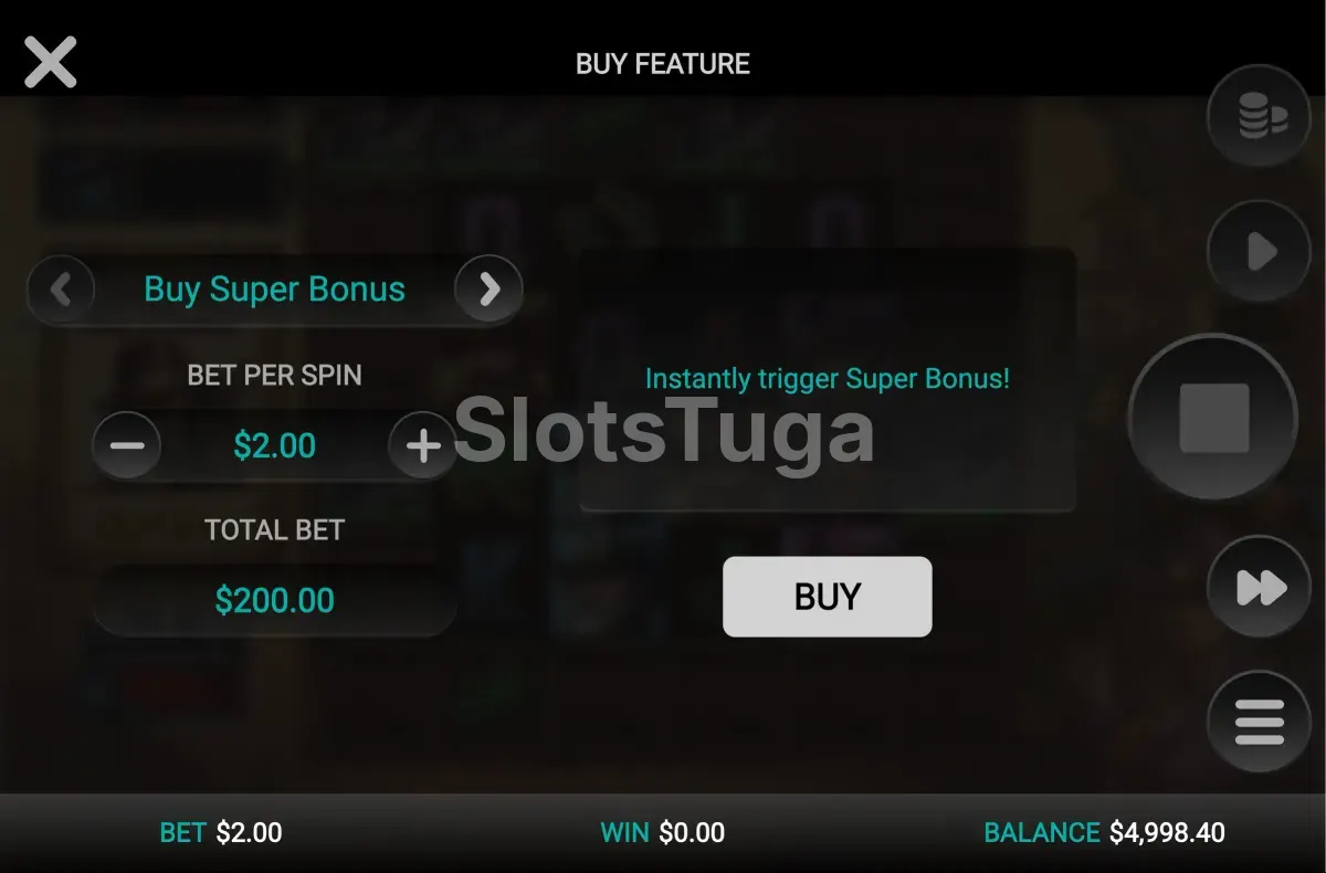 Tela de compra de bônus do Bounty County da Relax Gaming