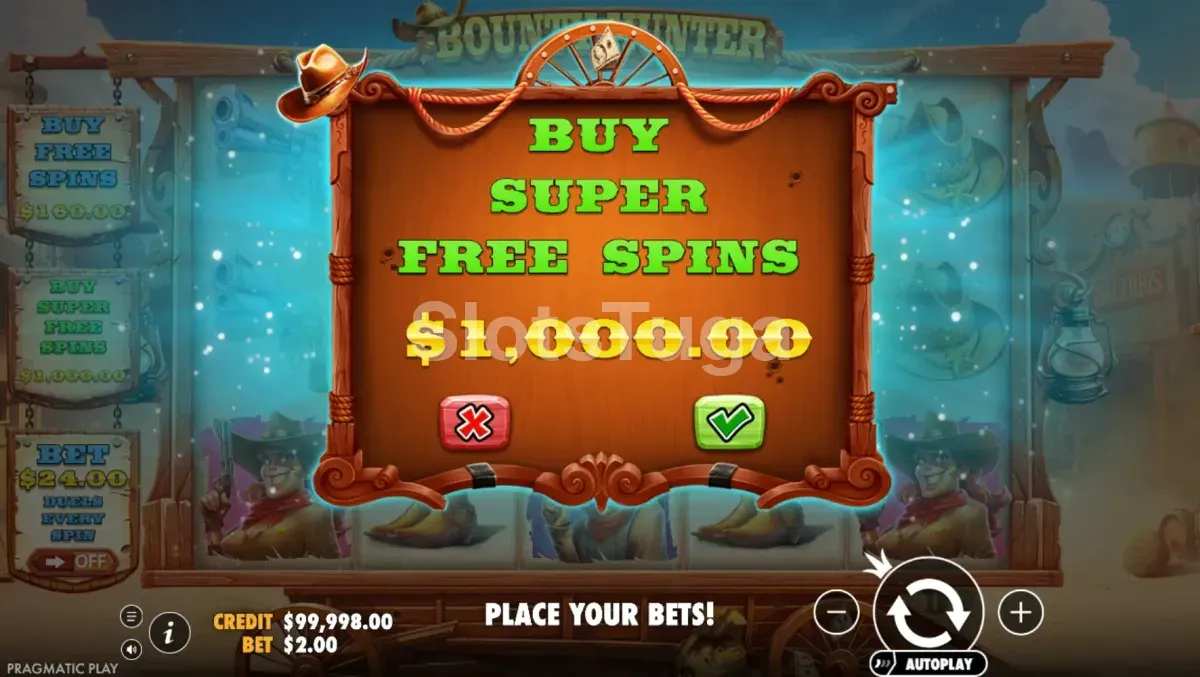 Opções de compra de bônus no Bounty Hunter - Pragmatic Play