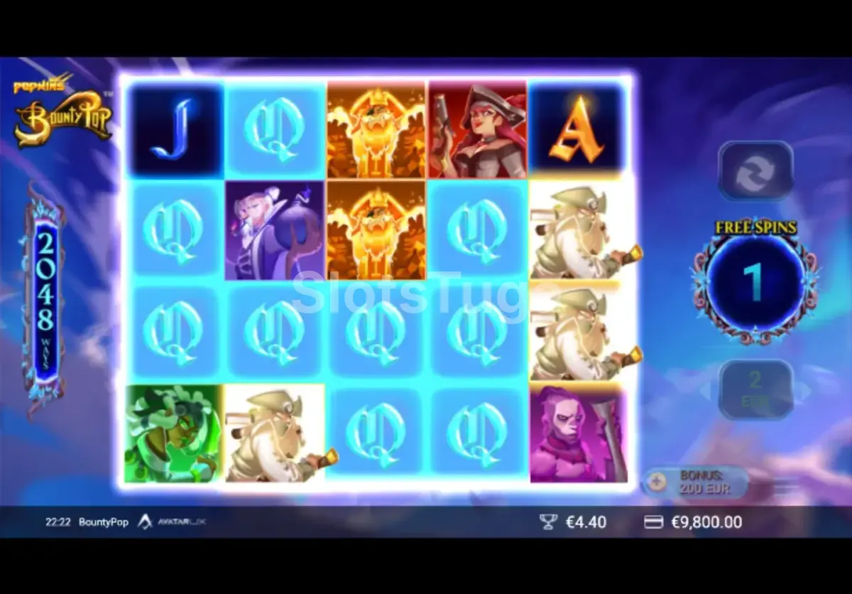 Rodadas grátis em andamento na slot BountyPop com rolos expandidos