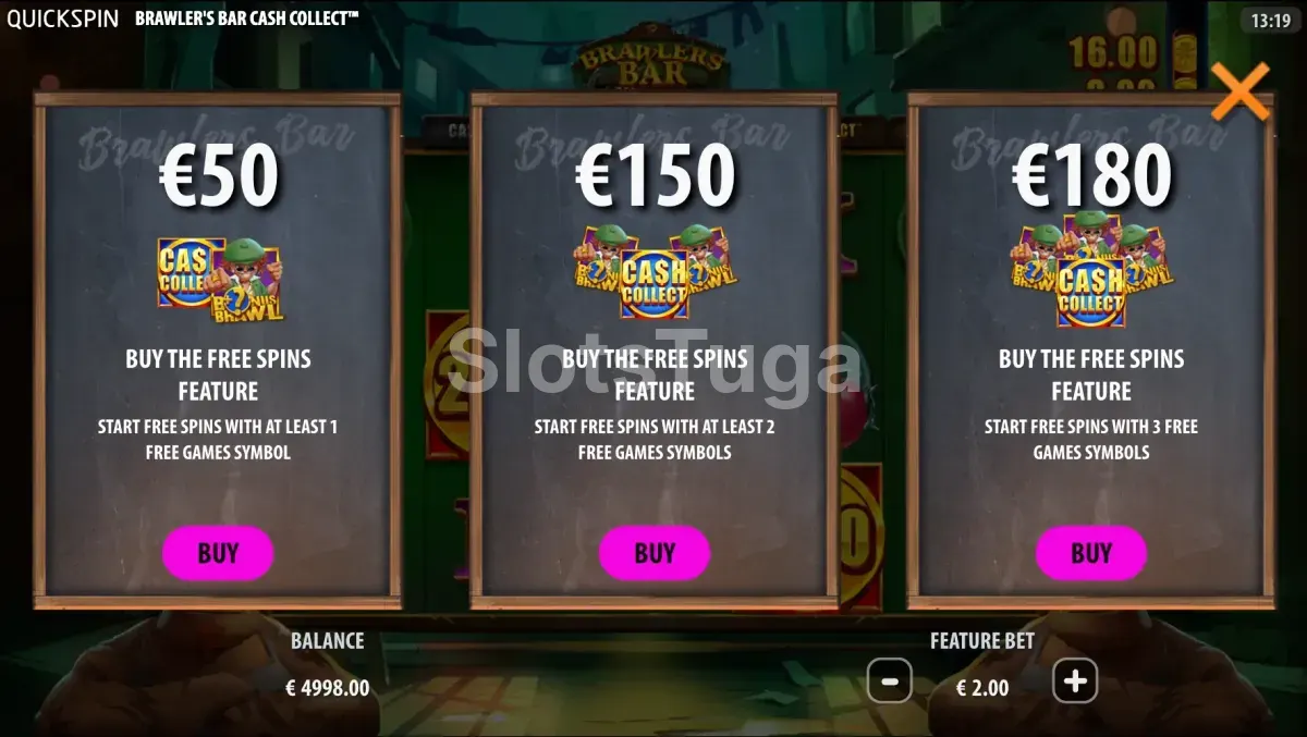 Tela de compra de bônus da Brawler's Bar