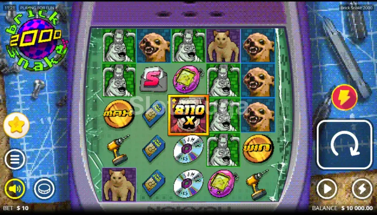 Jogo base do Brick Snake 2000 com grade 5x5 e tema retrô dos anos 2000