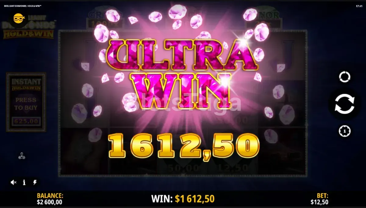 Grande vitória registrada na Brilliant Diamonds Hold & Win