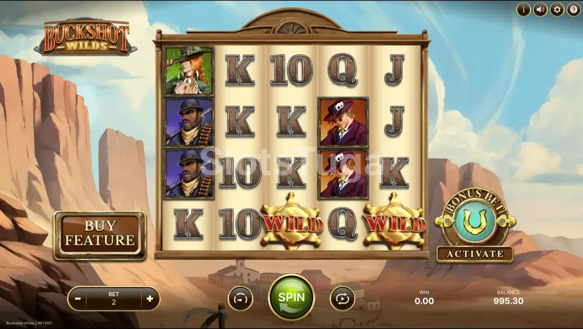 Jogo base da Buckshot Wilds com os cinco rouleaux em destaque
