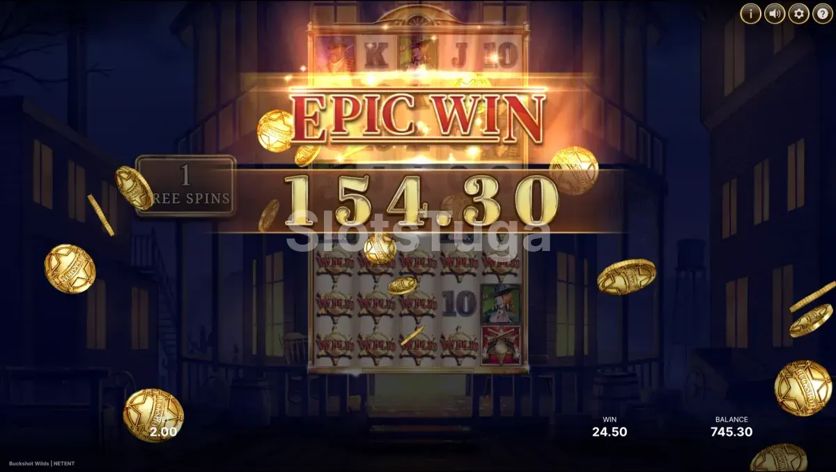 Grande vitória na Buckshot Wilds com multiplicador exibido na tela