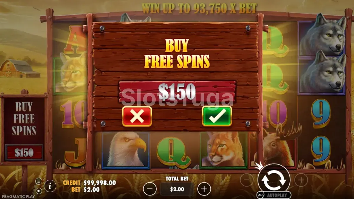 Tela de compra de bônus na Buffalo King da Pragmatic Play