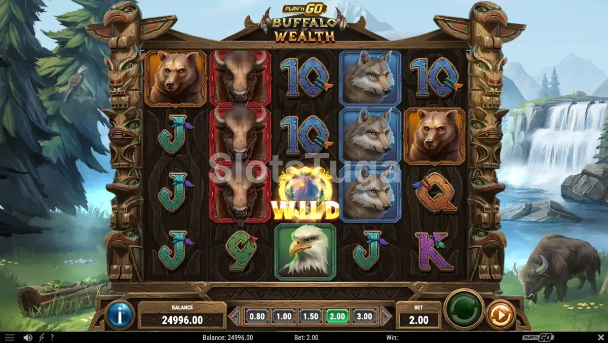 Buffalo of Wealth com grid expandido durante as rodadas grátis