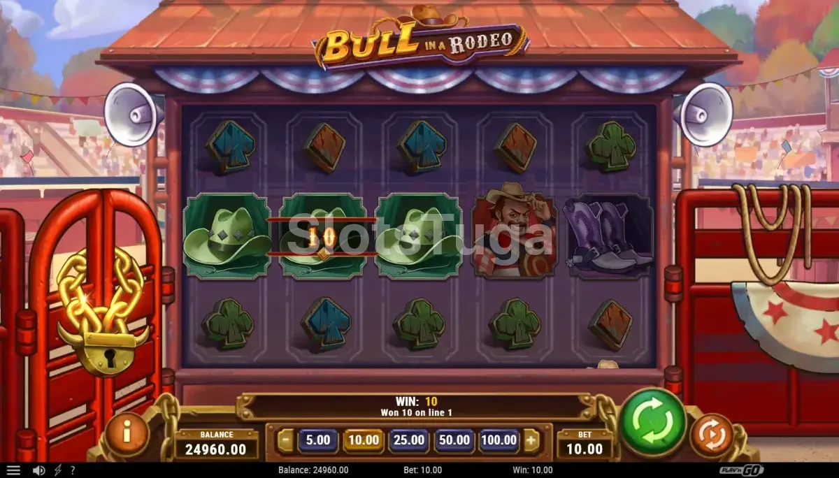 Resultado de spin mostrando Wild Touros em ação na Bull in a Rodeo