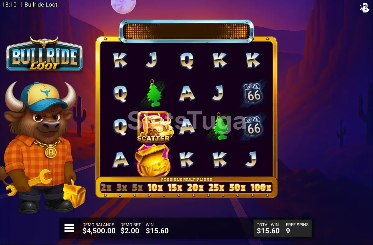 Rodadas grátis em ação na slot Bullride Loot com multiplicadores ativos