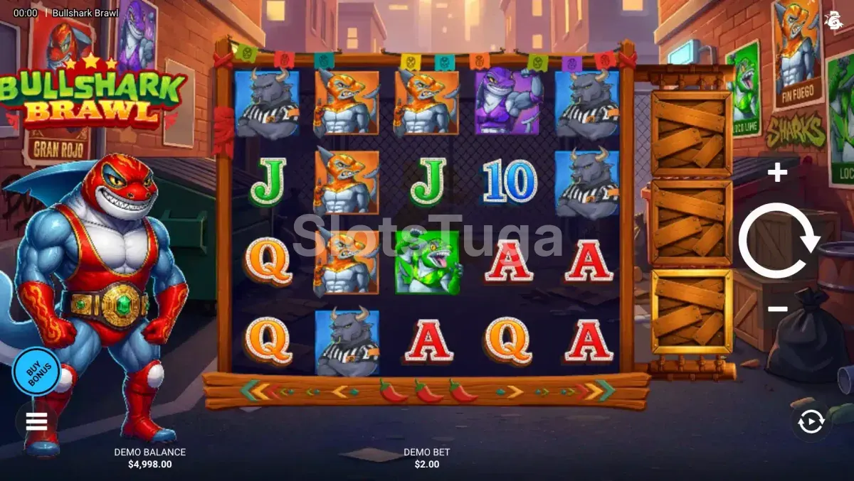 Jogo base da Bullshark Brawl com tubarões lutadores no ringue