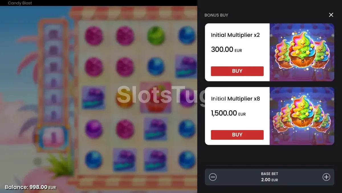 Tela de compra de bônus na Candy Blast da Push Gaming
