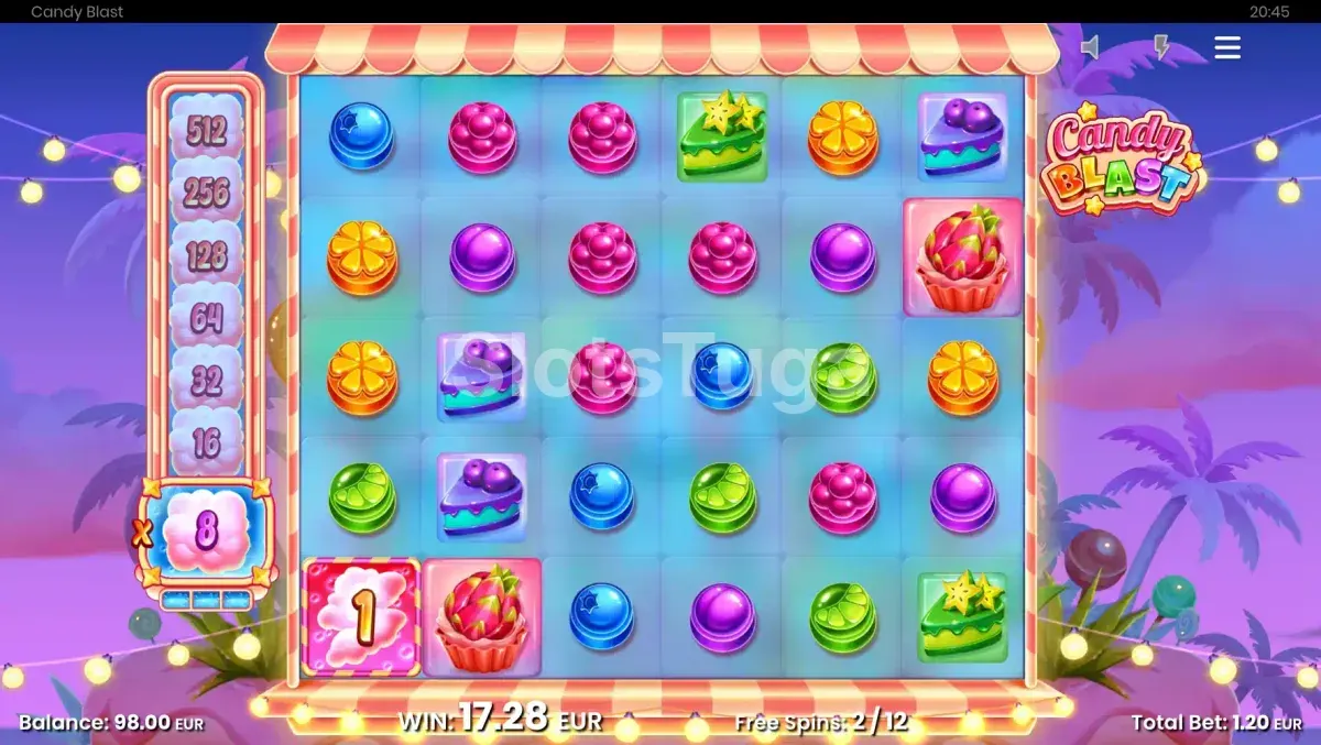 Rodadas grátis ativadas na slot Candy Blast