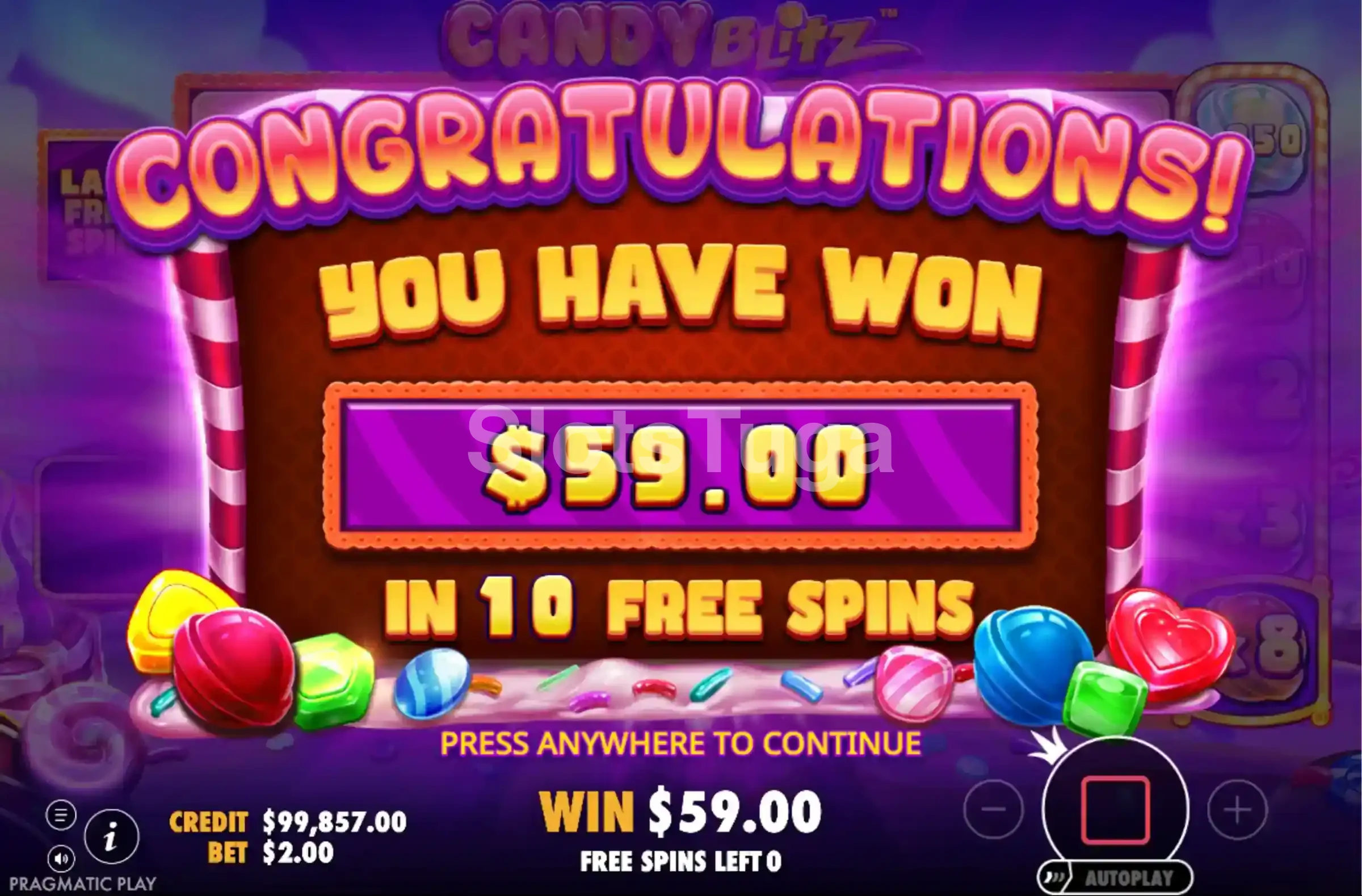 Grande vitória na slot Candy Blitz da Pragmatic Play