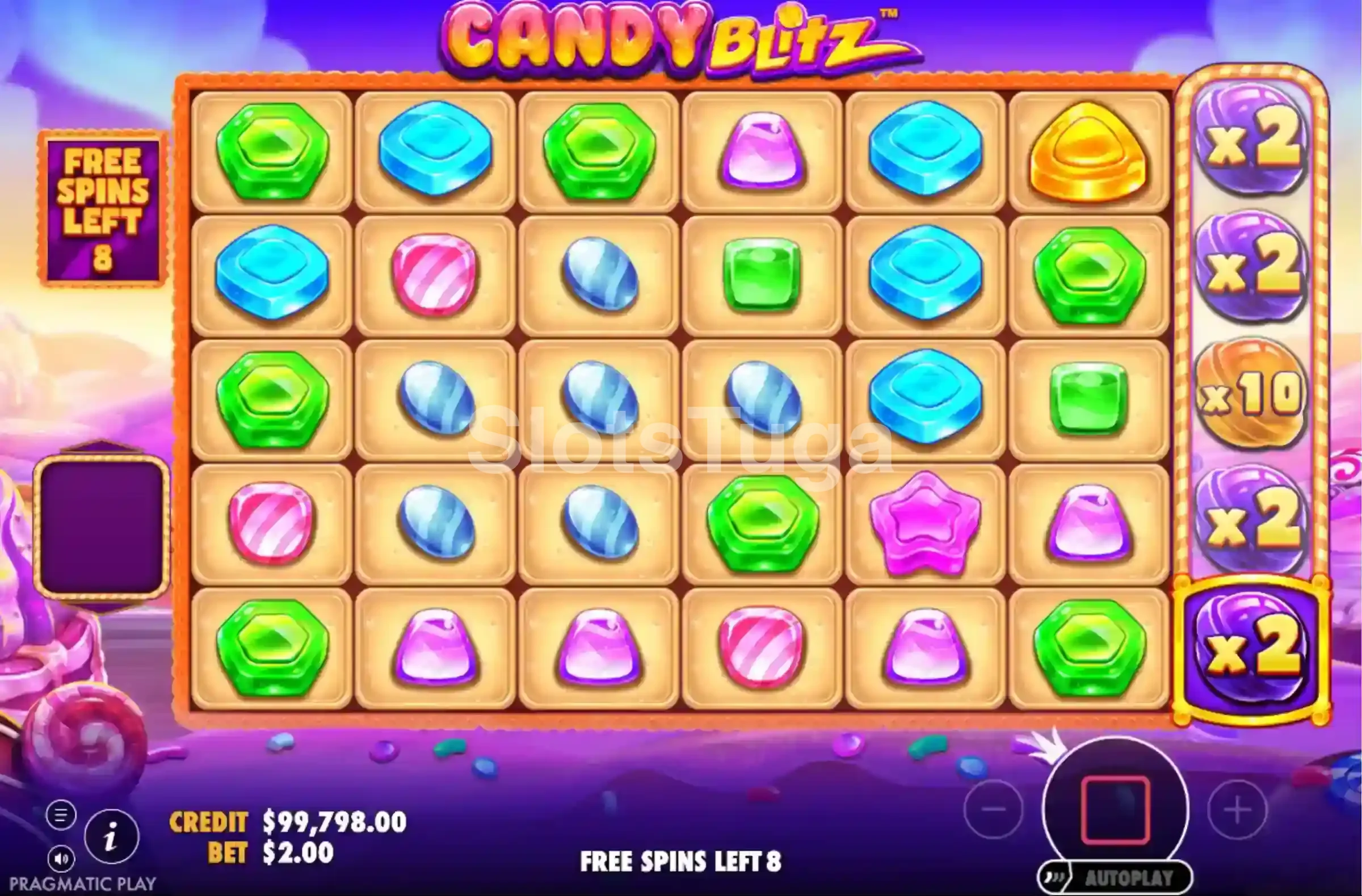 Rodada de giros grátis ativada na Candy Blitz