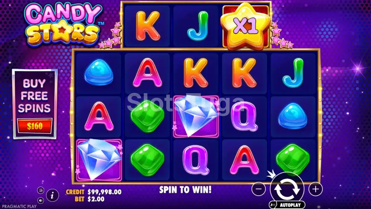 Jogo base da slot Candy Stars da Pragmatic Play