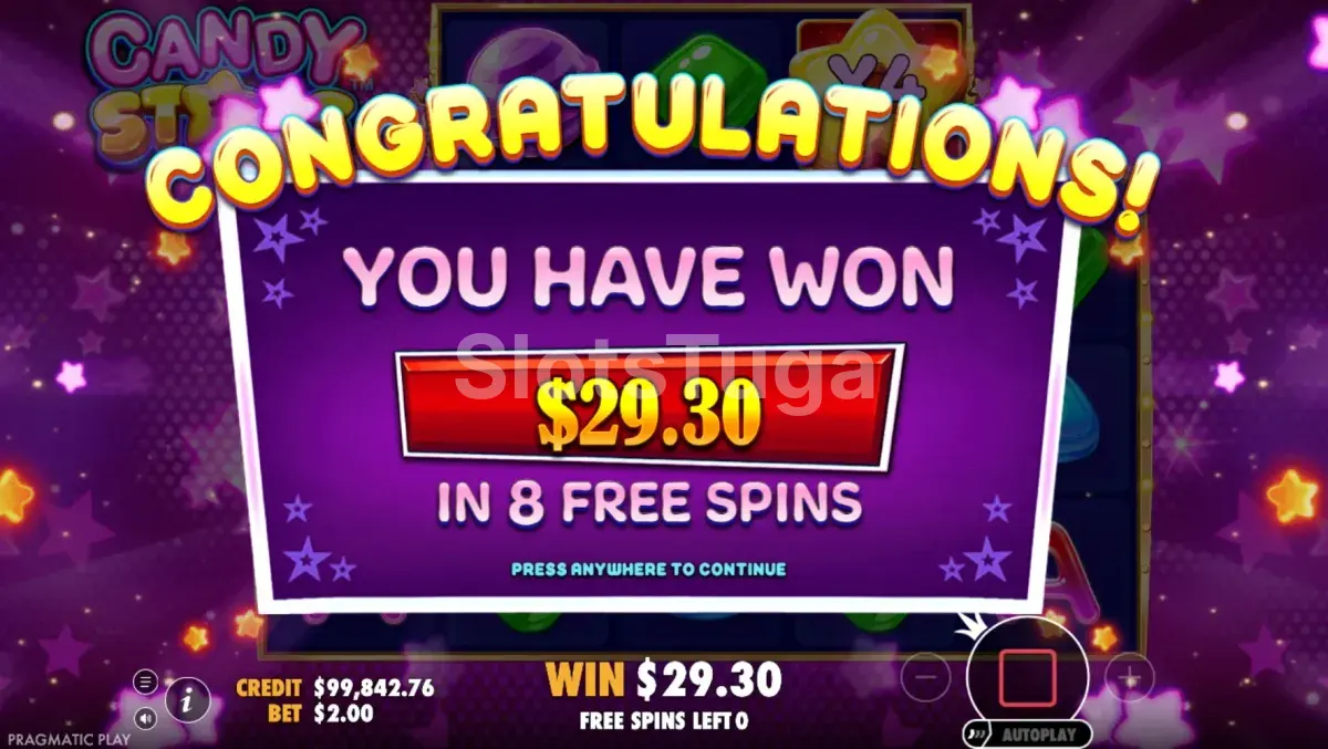 Grande vitória na slot Candy Stars da Pragmatic Play