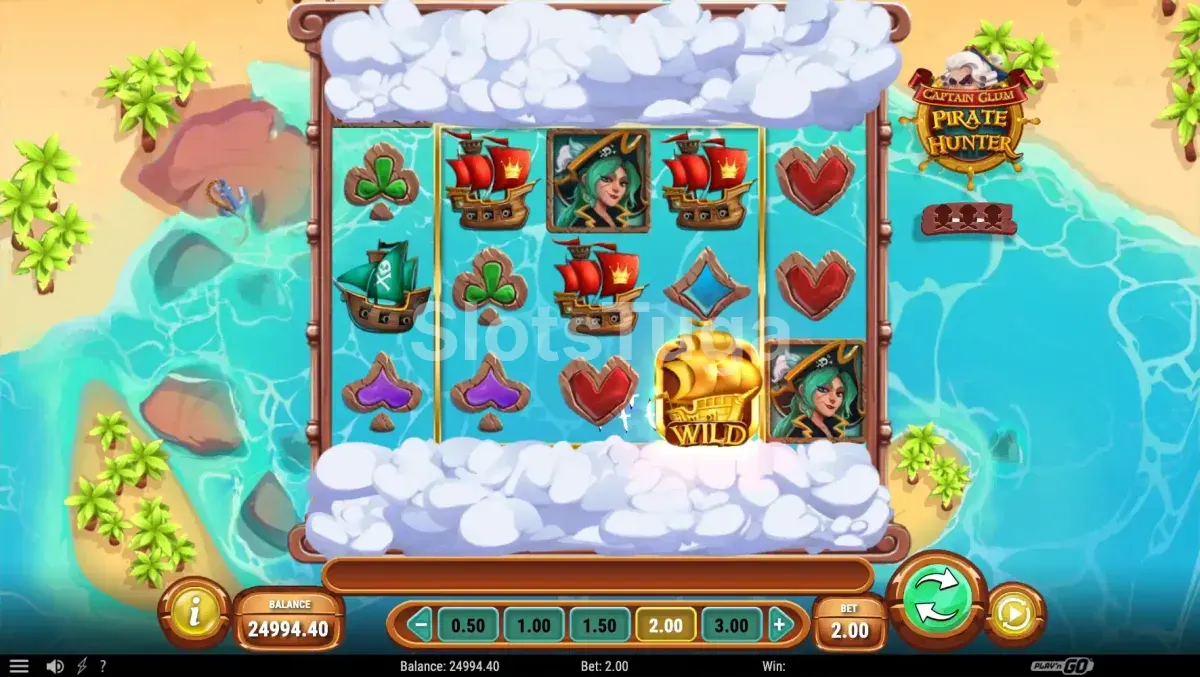 Modo de giros grátis do Captain Glum Pirate Hunter com rolos expandidos