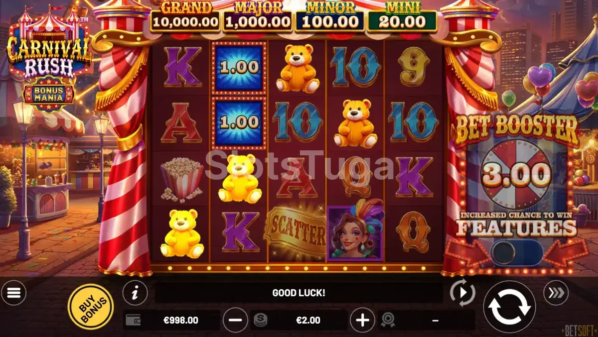 Jogo base da slot Carnival Rush da Betsoft