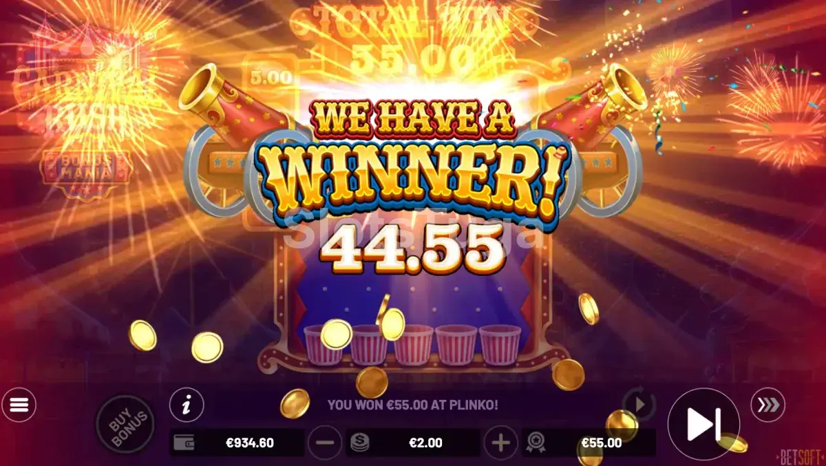 Grande vitória na slot Carnival Rush da Betsoft