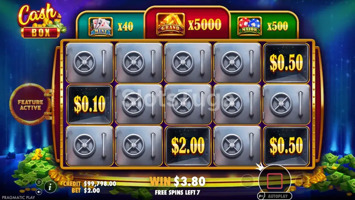 Rodada de giros grátis ativa na Cash Box da Pragmatic Play