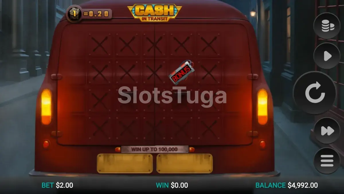 Segunda tela do jogo base da Cash in Transit com combinação vencedora