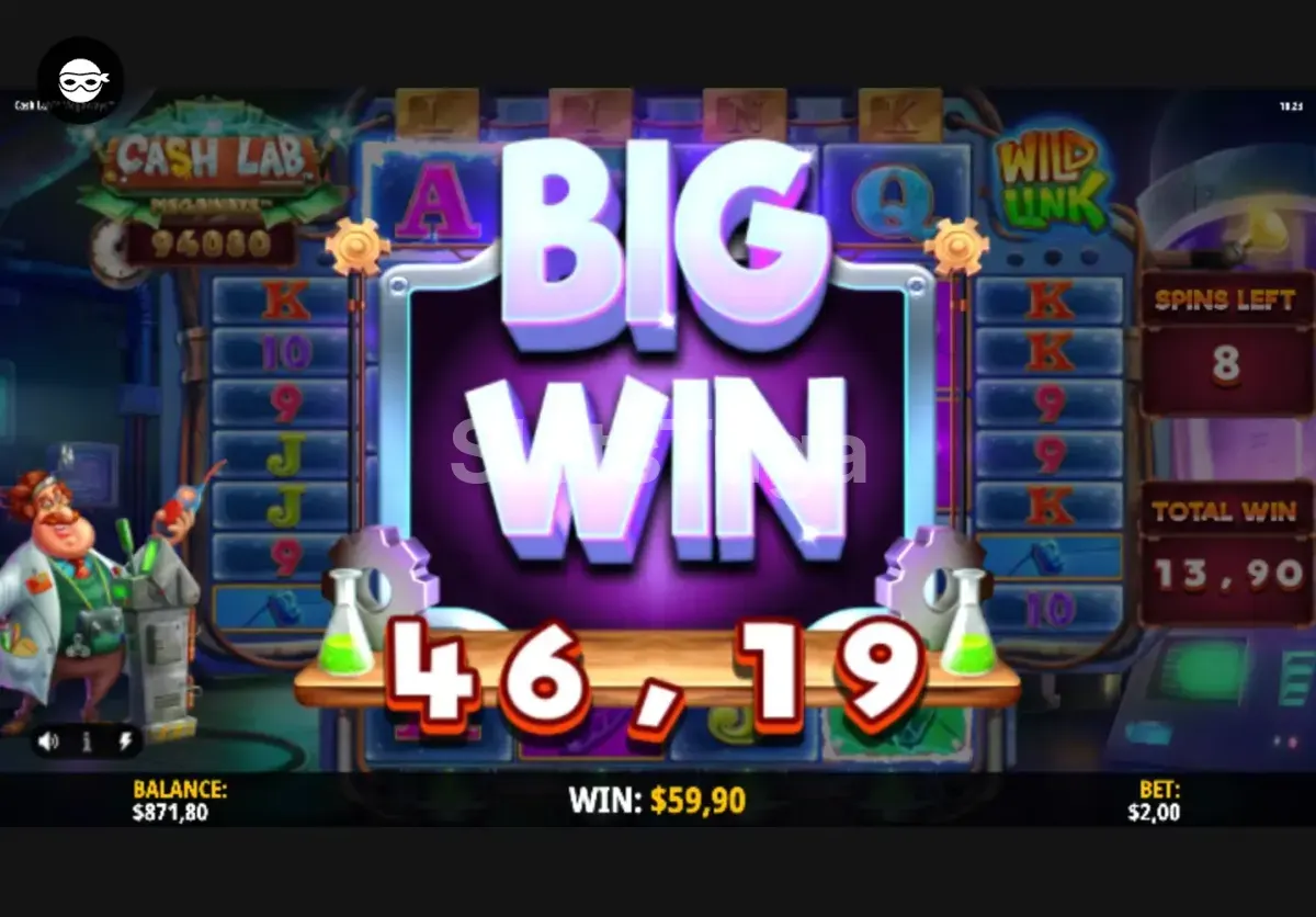 Grande vitória na Cash Lab Megaways com multiplicador alto ativado