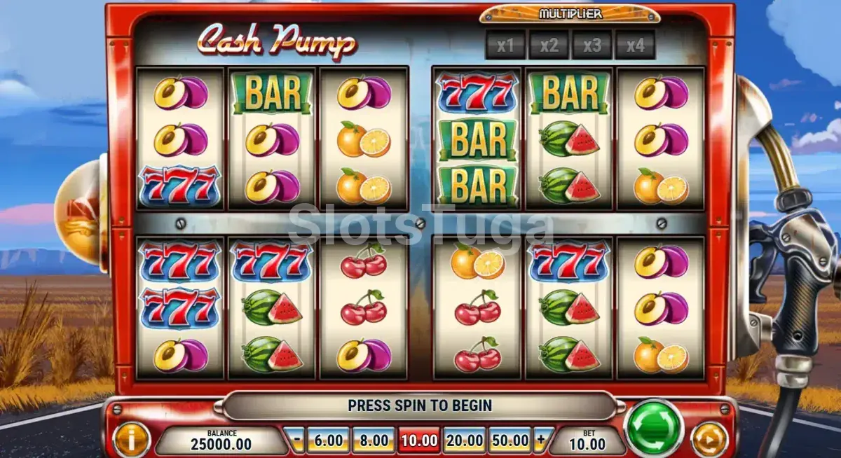 Jogo base da Cash Pump com os quatro grids e atmosfera retrô dos anos 50