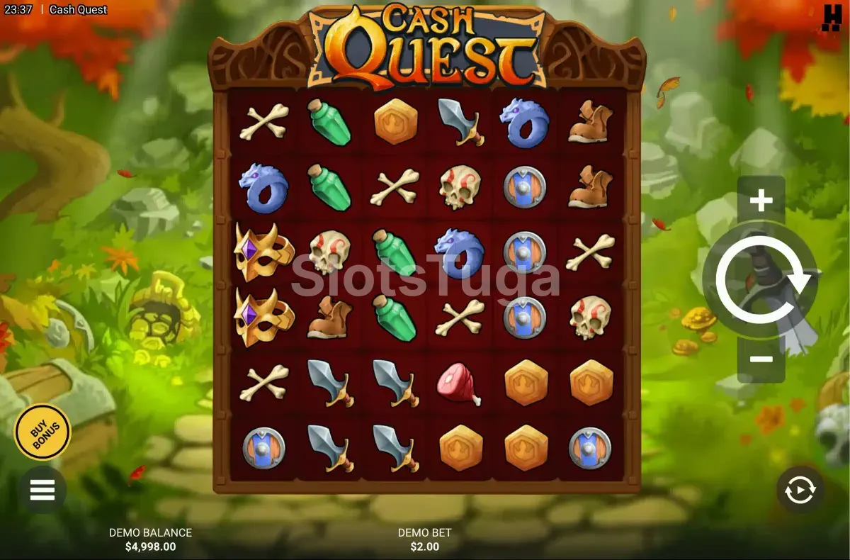 Tela principal do jogo Cash Quest com grade 6x6