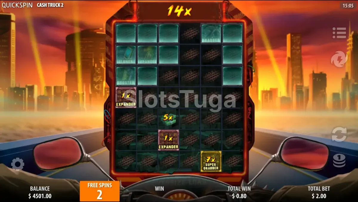 Rodada de bônus grátis ativa na slot Cash Truck 2