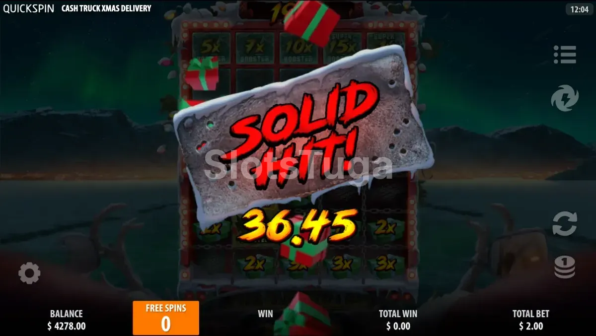 Big win no Cash Truck Xmas Delivery com multiplicador alto na tela