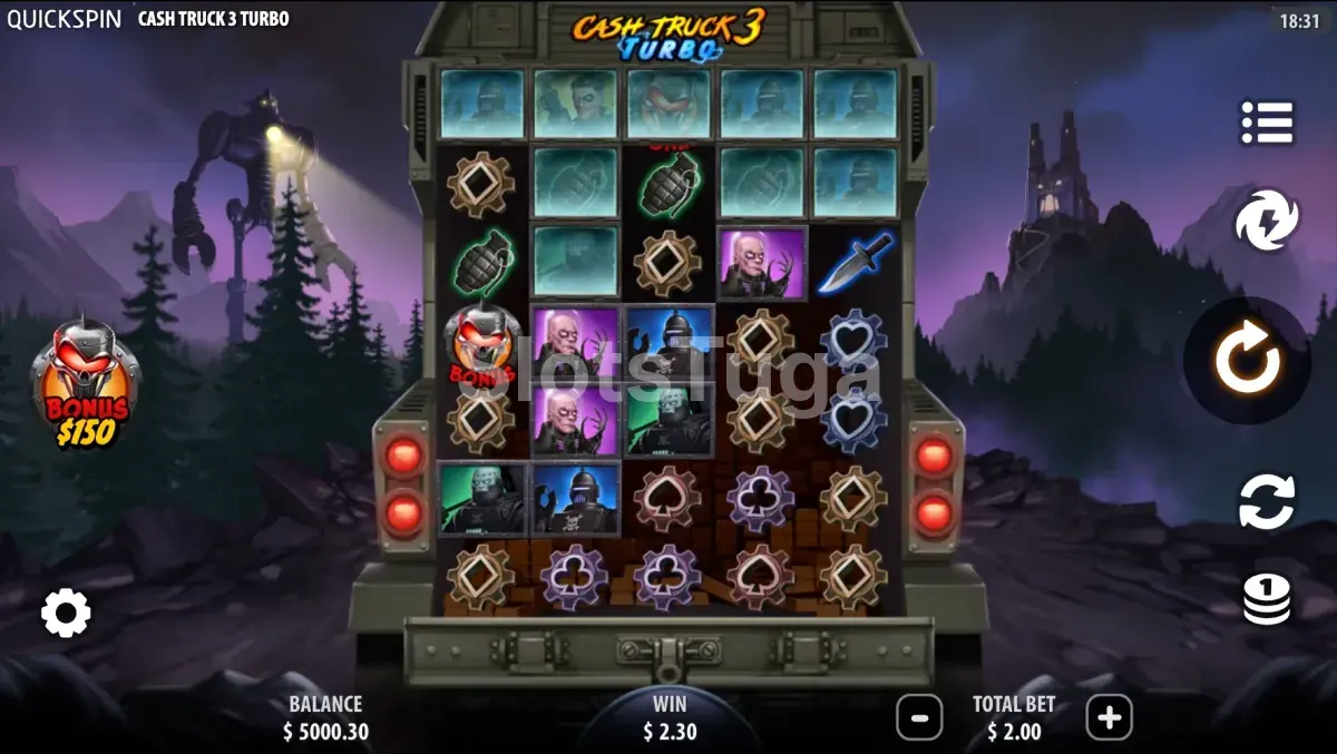 Jogo base da Cash Truck com grid em movimento no deserto