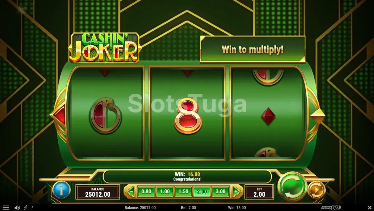 Segunda tela do jogo base do Cashin' Joker com os rolos combinando números