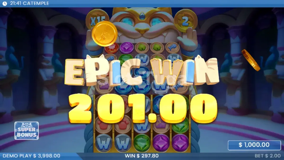 Big win na Catemple com pagamento expressivo na tela