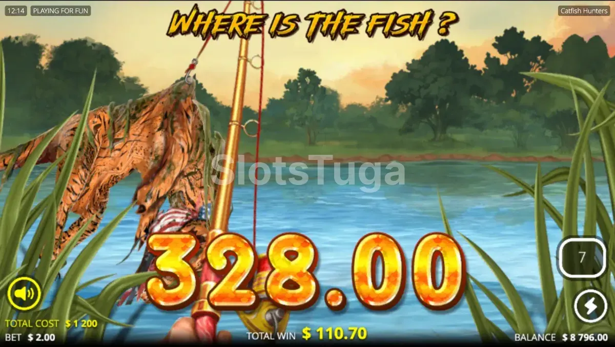Grande vitória no Catfish Hunters com premiação sendo exibida na tela