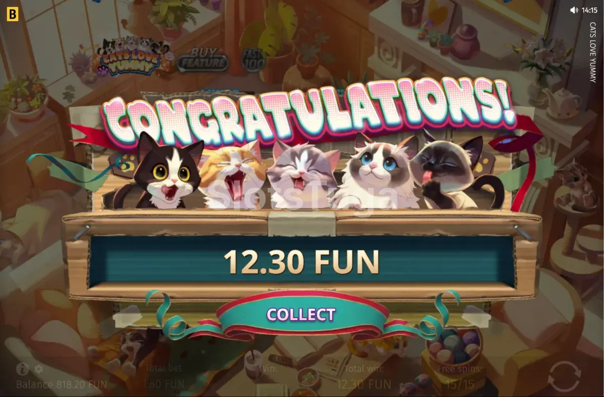 Ganho grande em Cats Love Yummy com combinação de símbolos premium