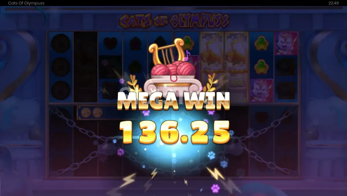 Grande vitória no Cats of Olympuss com multiplicadores empilhados em ação