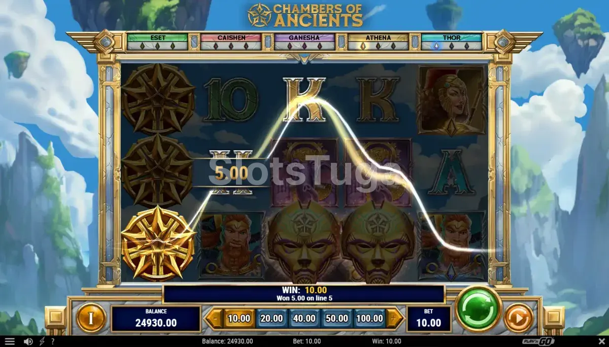 Resultado de giro da Chambers of Ancients com ativação de bônus